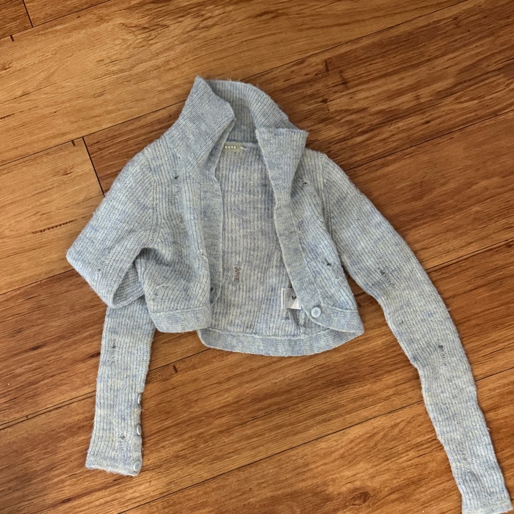 Gray Button Down Cropped Sweater - image 1